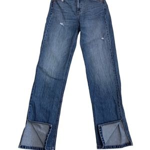 Cello Jeans Split Hem Hi Rise Belt Loops 5 Pocket Design Medium Wash Blue Denim